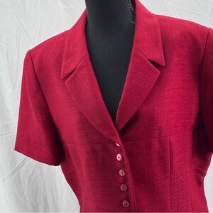 Le Suit Vintage 90’s Cherry Red Short Sleeve Summer Blazer Women's Size 16